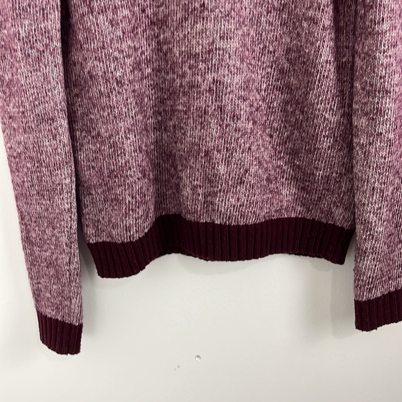 Frank & Oak Burgundy Two-Tone Cotton-Wool Blend Sweater - Picture 2 of 9